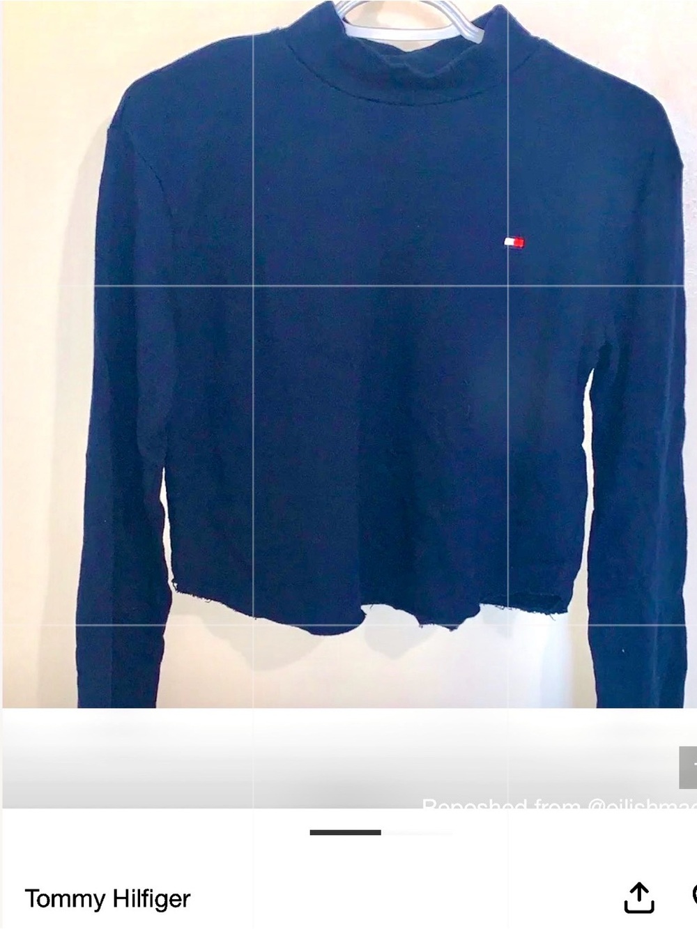 Tommy Hilfiger Navy Mock-Neck Cropped Sweater